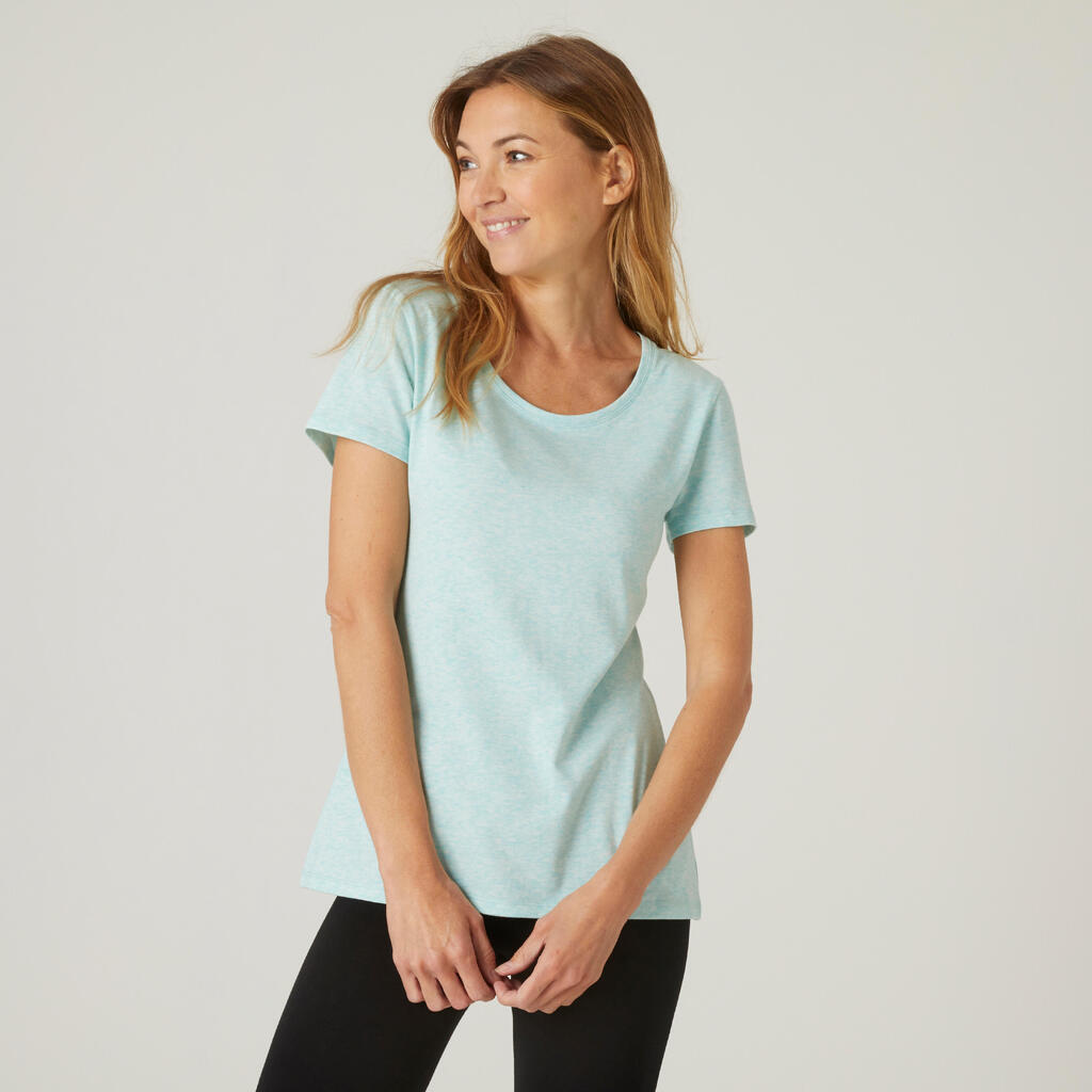 Stretchy Cotton Fitness T-Shirt - Light Mottled Blue