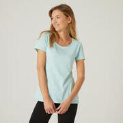 Women's Cotton Gym T-Shirt Regular-Fit 500 - Light Mottled Blue