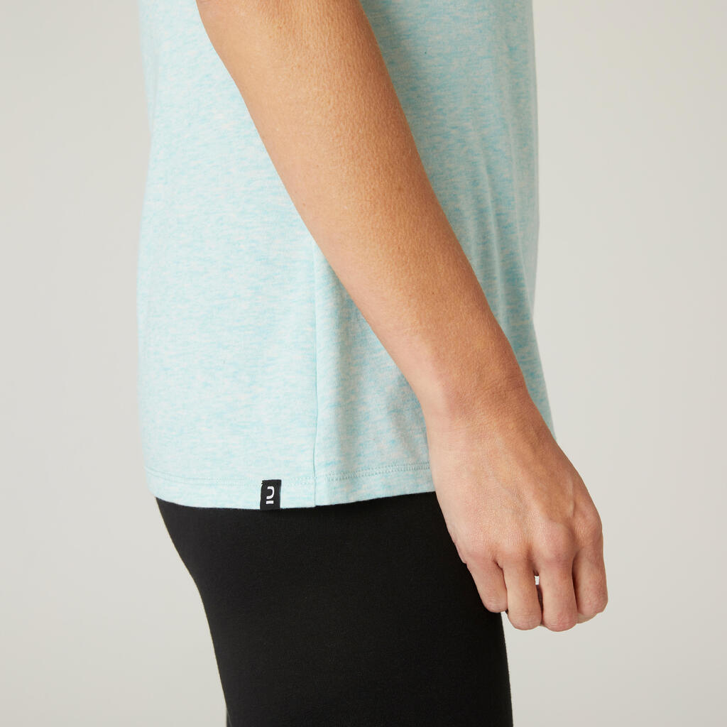 Stretchy Cotton Fitness T-Shirt - Light Mottled Blue