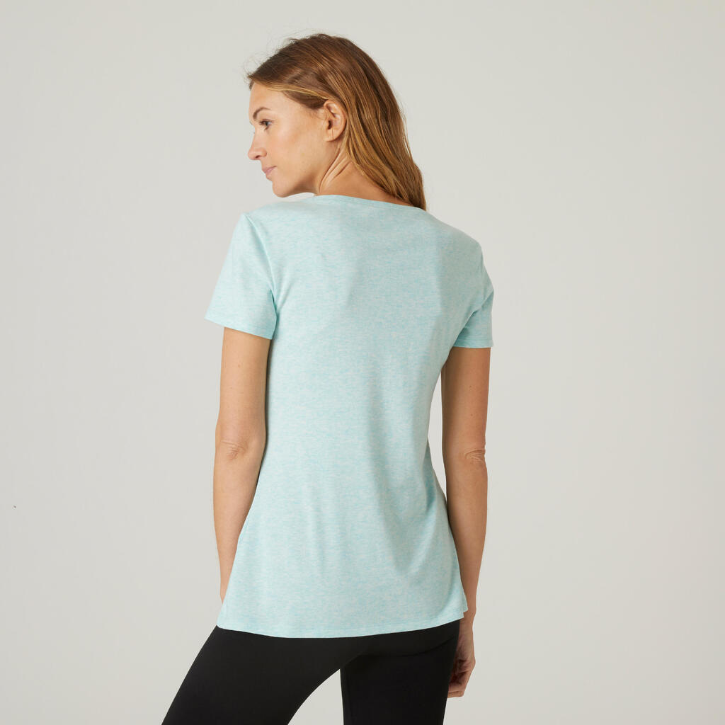 Stretchy Cotton Fitness T-Shirt - Light Mottled Blue