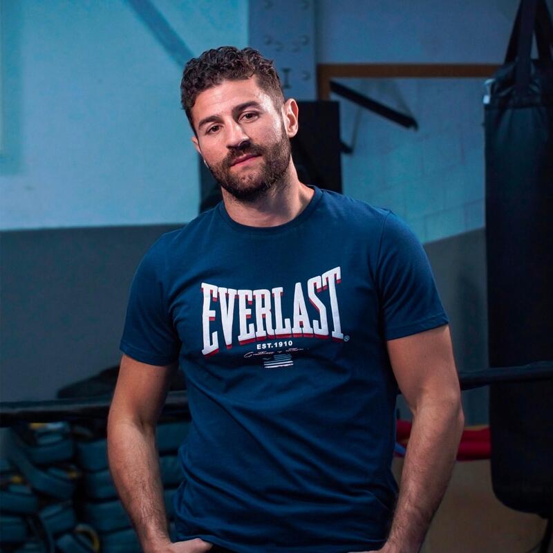 T-shirt uomo boxe Everlast Flag cotone blu