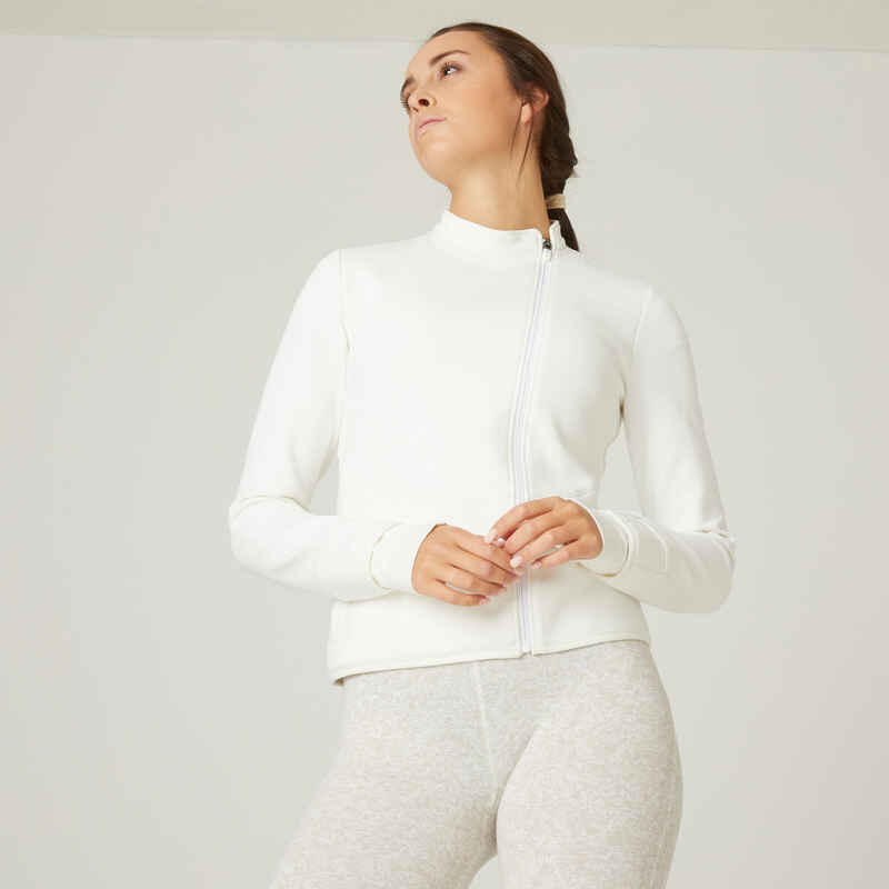 Sweatjacke 560 enganliegend RV-Kragen mit Tasche Damen weiss