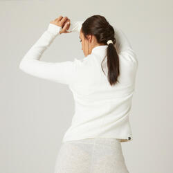 Sweat zippé fitness femme - 500 Spacer blanc cassé