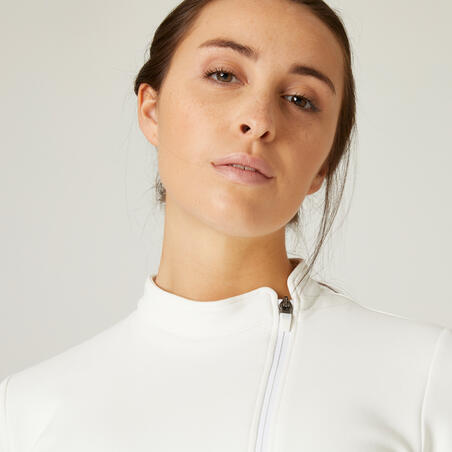 Zippered Fitness Sweatshirt with Zippered Pockets - Off-White
