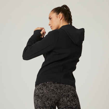 Women's Zip-Up Fitness Hoodie 500 Spacer - Grey