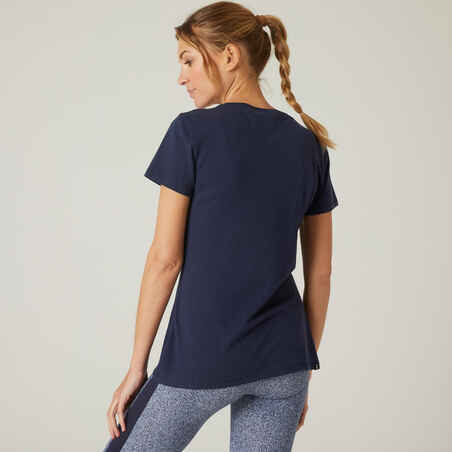 Women's Regular-Fit Fitness T-Shirt 500 - Navy Blue