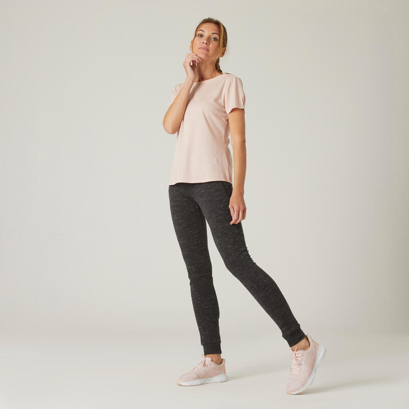 Joggingbroek voor fitness dames 520 slim fit gemêleerd grijs