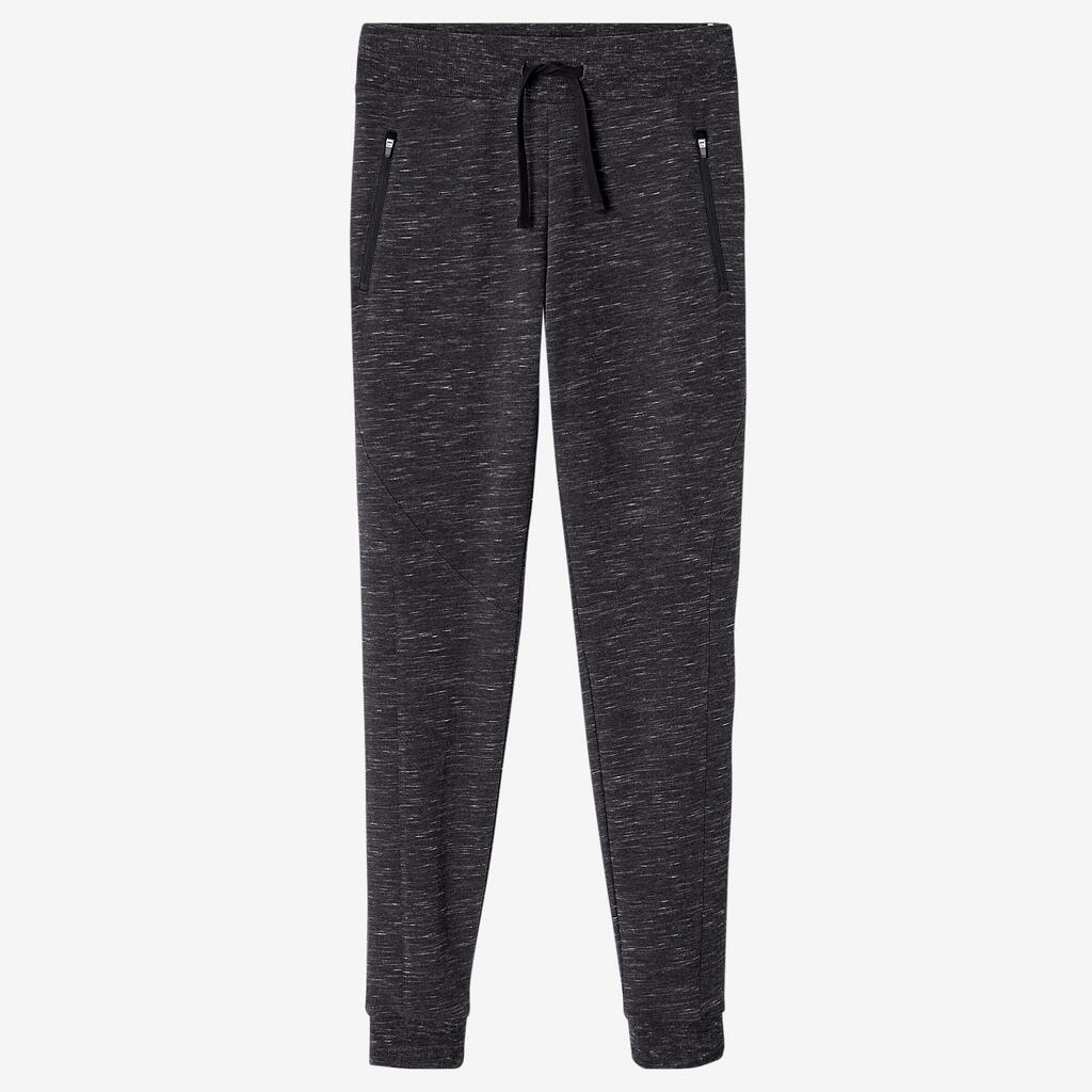 Women's Slim-Fit Fitness Jogging Bottoms 520 - Mottled Grey