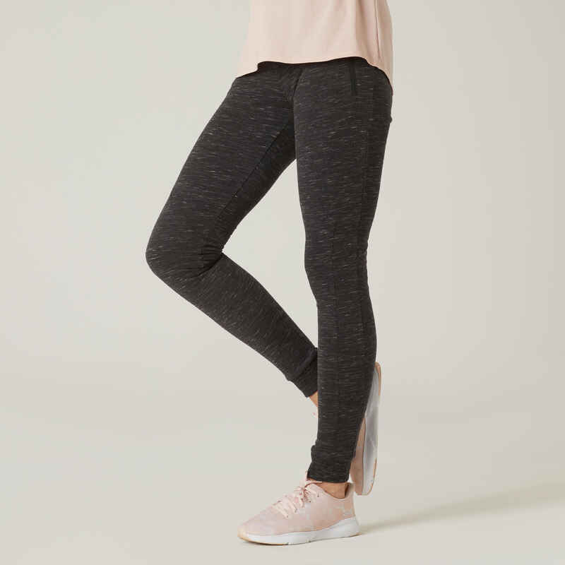 Women's Slim-Fit Fitness Jogging Bottoms 520 - Mottled Grey