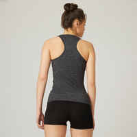 Women's Slim-Fit Racer Back Cotton Fitness Tank Top 500 - Grey