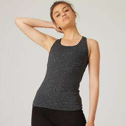 Women's Slim-Fit Racer Back Cotton Fitness Tank Top 500 - Grey