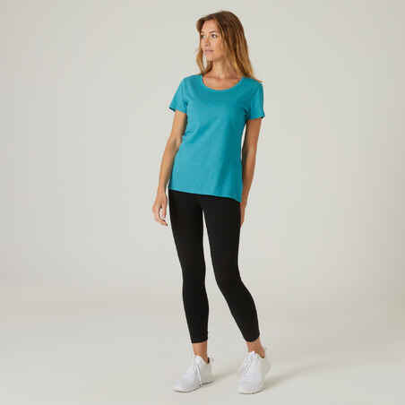 Women's Regular-Fit Fitness T-Shirt 500 - Turquoise