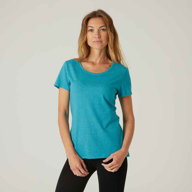 Women's Regular-Fit Fitness T-Shirt 500 - Turquoise
