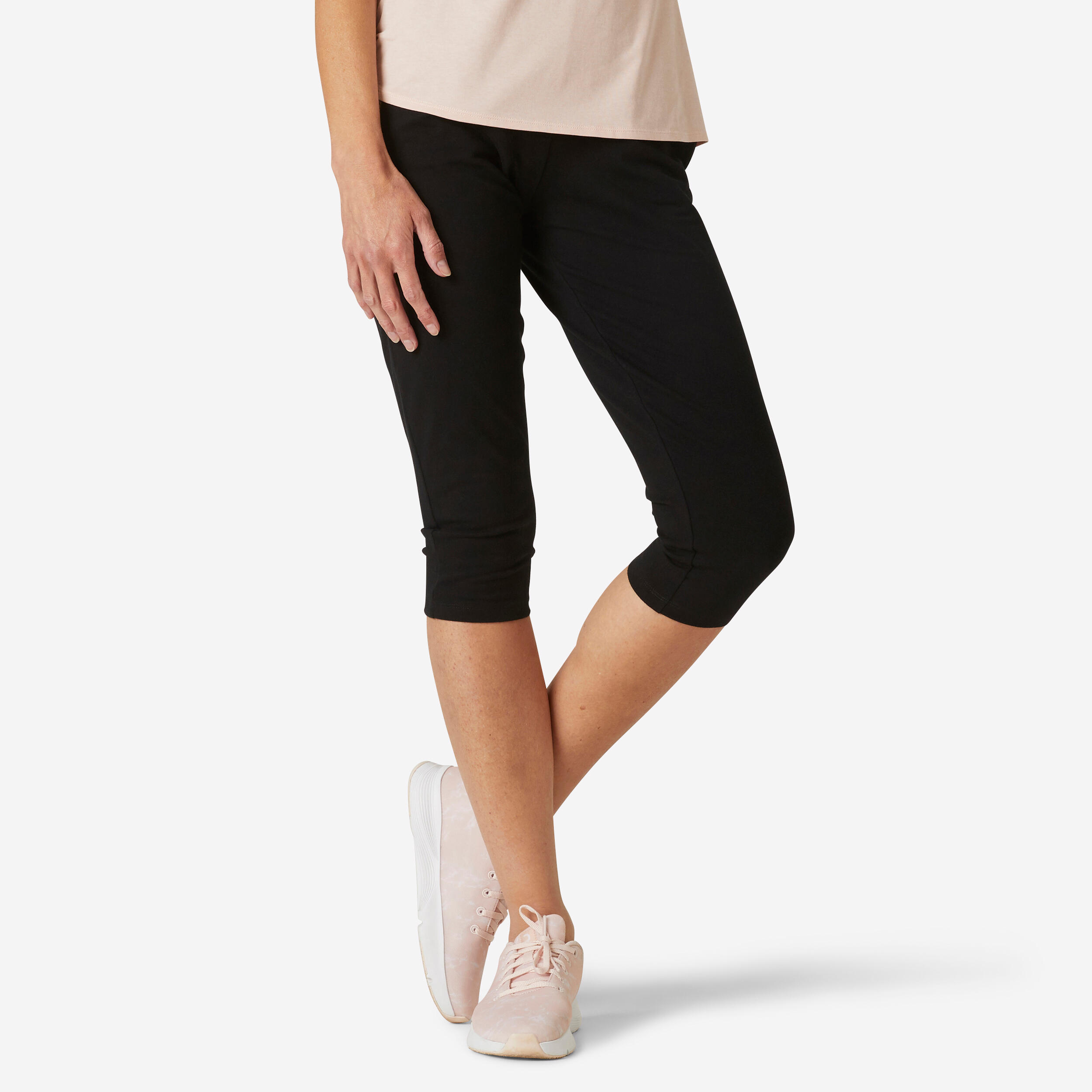 Corsari donna fitness FIT+ 500 regular cotone leggero neri DOMYOS |  DECATHLON