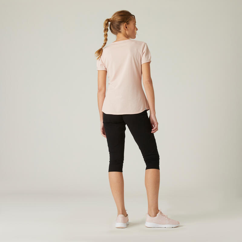 Kuitbroek met zakken voor fitness dames 500 zwart