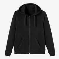 Women's Zip-Up Fitness Hoodie 500 - Black