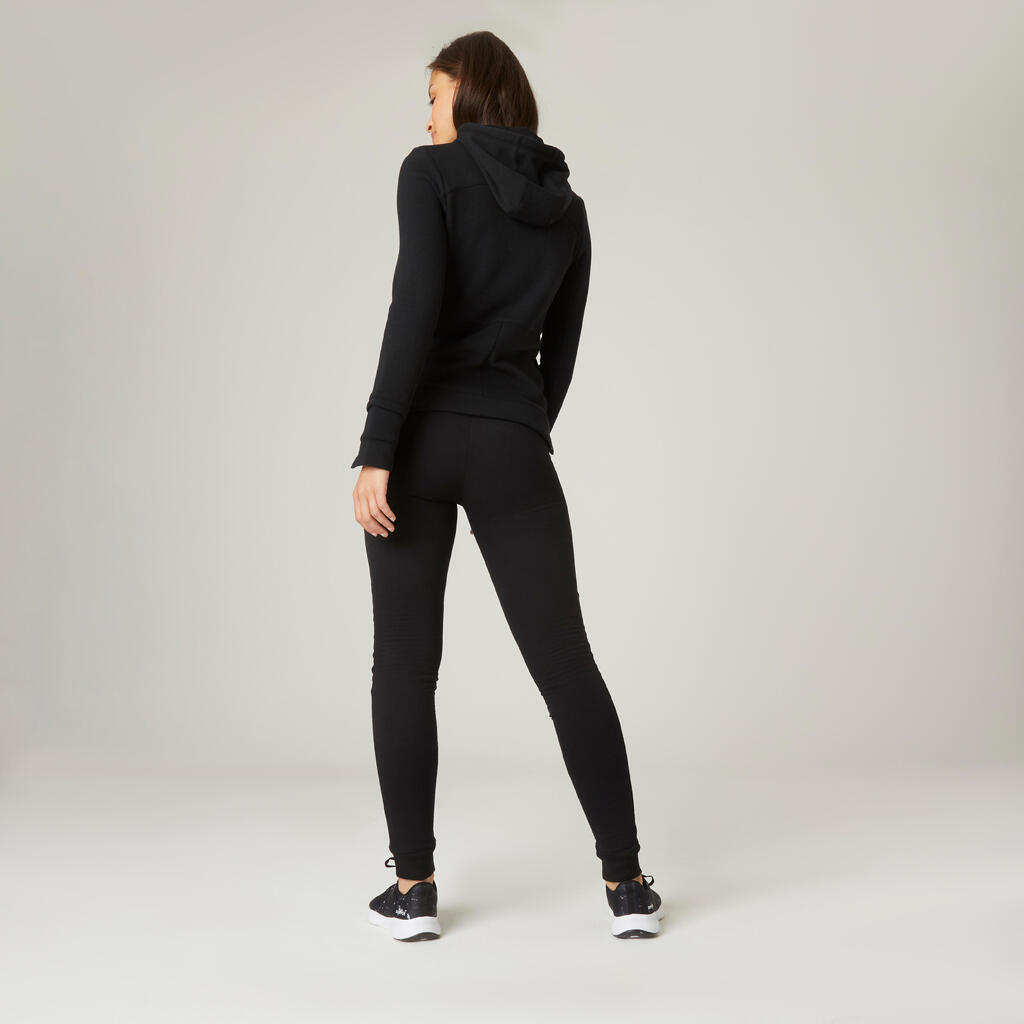 Women's Cotton-Rich Fitted Jogging Fitness Bottoms With Zipped Pocket 520