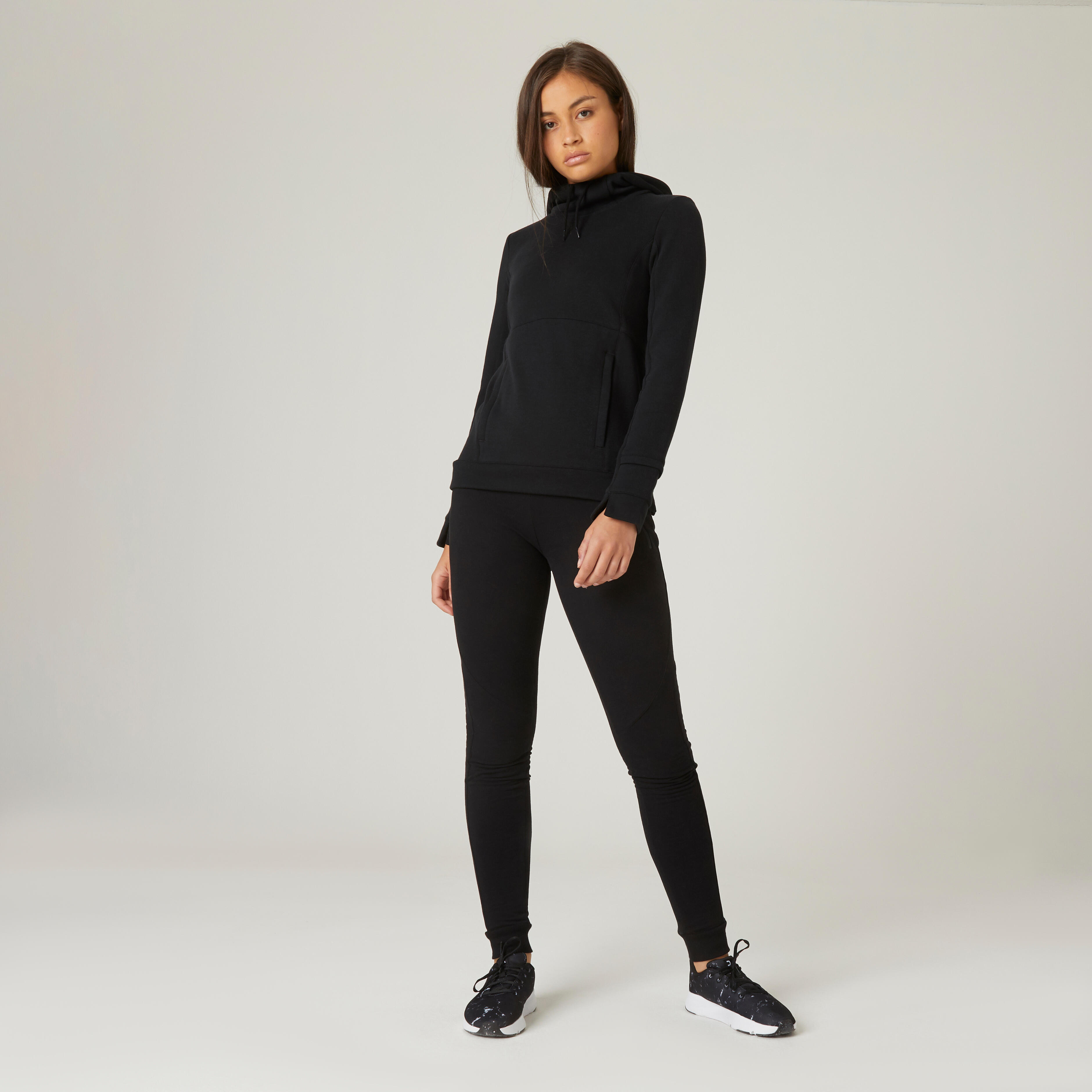 Women's Tapered Fitness Joggers - 120 - black - Domyos - Decathlon