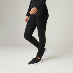 Pantalon de trening 510 fitness călduros cu buzunare cu fermoar negru | Decathlon