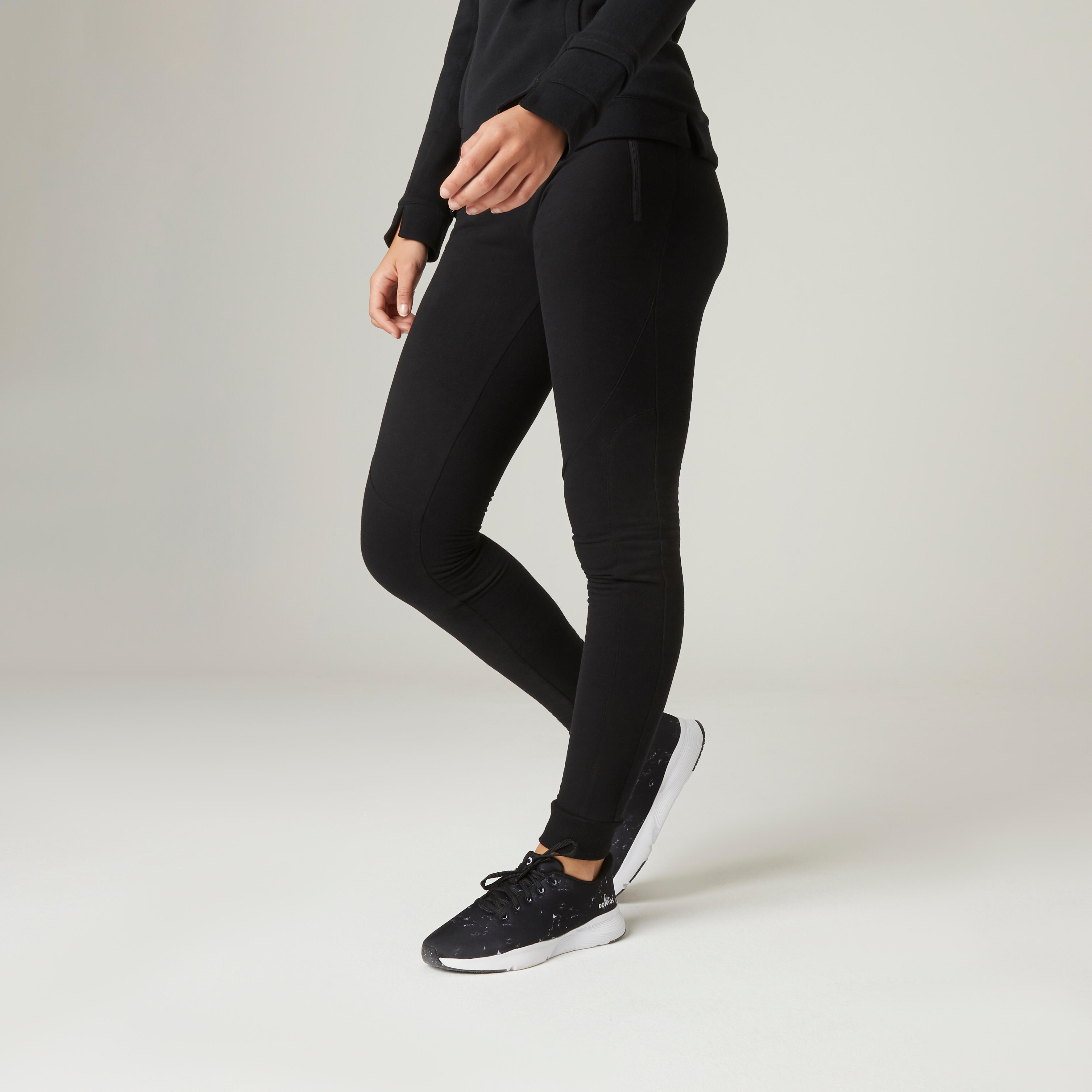 Pantalón jogger fitness ajustado algodón con bolsillos Mujer Domyos 520  DOMYOS | Decathlon