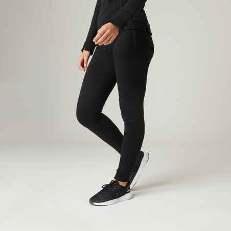 Women's Slim-Fit Fitness Jogging Bottoms 520 - Black
