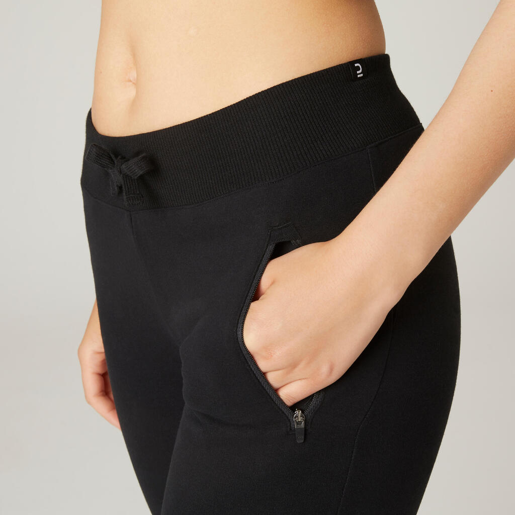 Pantalón de fitness de corte slim azul marino para mujer 520