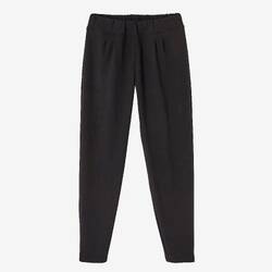 Women's Straight-Cut Cotton-Rich Jogging Fitness Bottoms 100 - Black