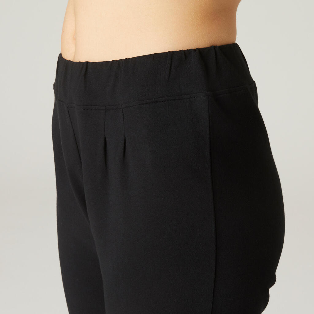 Pantalon jogging fitness femme coton majoritaire coupe droite - 100 noir