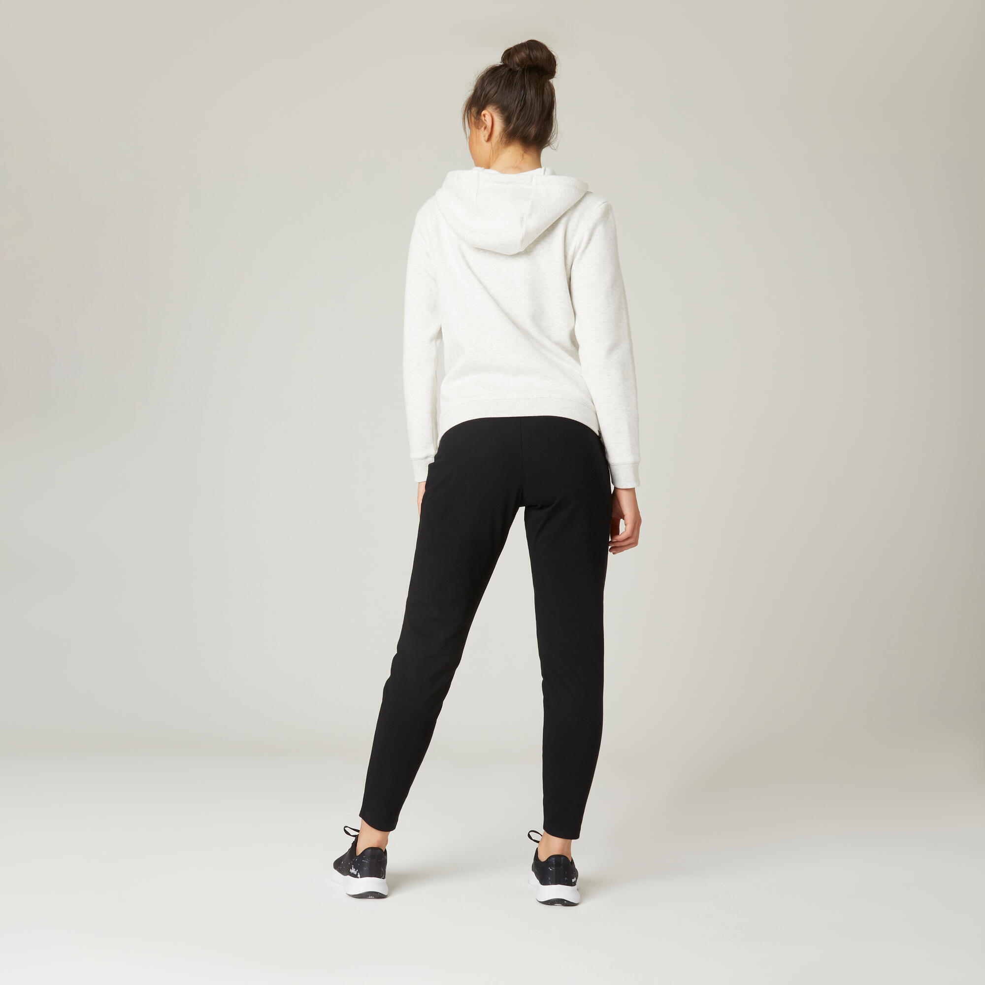 Pantaloni donna fitness 100 cotone jersey neri DOMYOS | DECATHLON