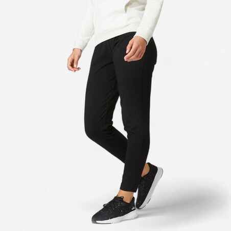 PANTALÓN DE BUZO MUJER DE ALGODÓN NEGRO 100