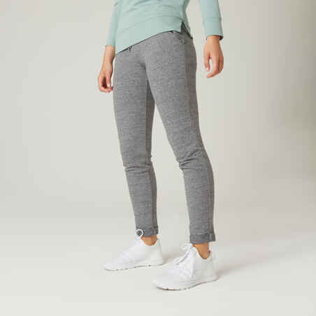 Women's Slim-Fit Fitness Jogging Bottoms 500 - Grey