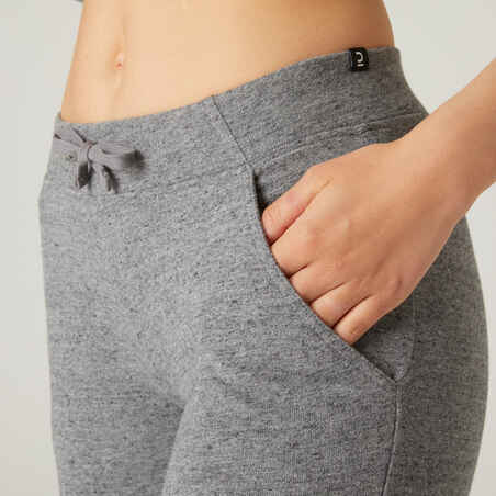 Women's Slim-Fit Fitness Jogging Bottoms 500 - Grey