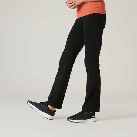 Women's Fitness Straight Leggings with Adjustable Ankles 500 - Black