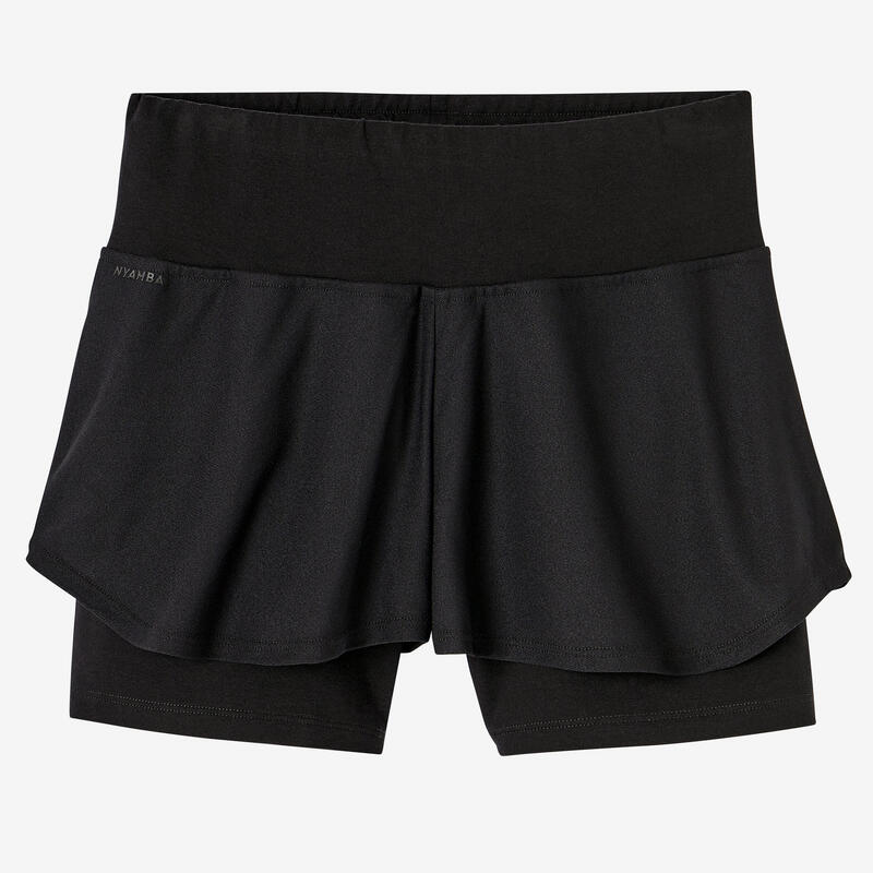 Short Coton Extensible Fitness 2 en 1 Noir