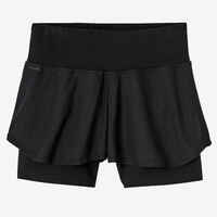 Women's Fitness 2-in-1 Cotton Shorts and Undershorts - Black