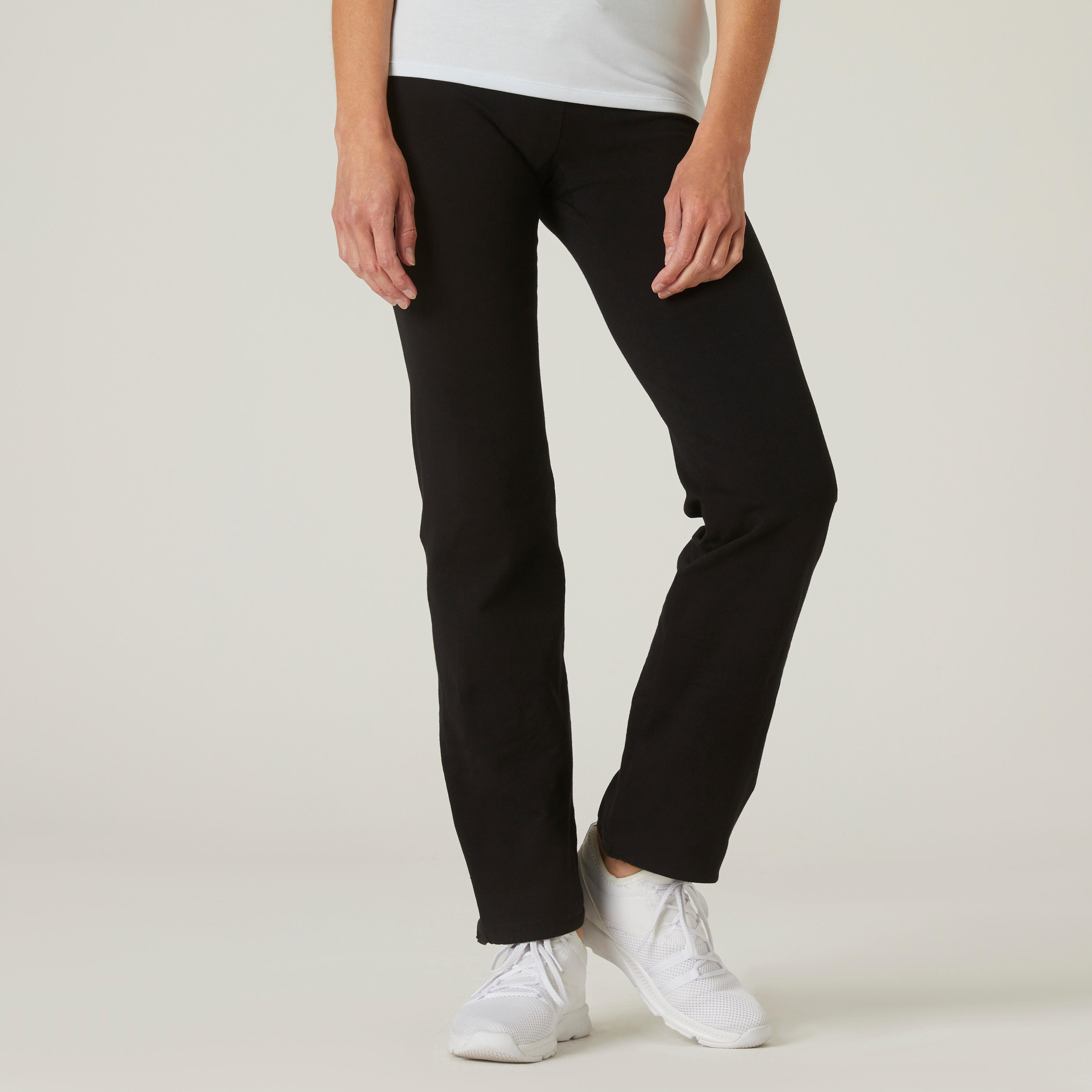Women s Regular Fit Sport Leggings Fit 500 Black