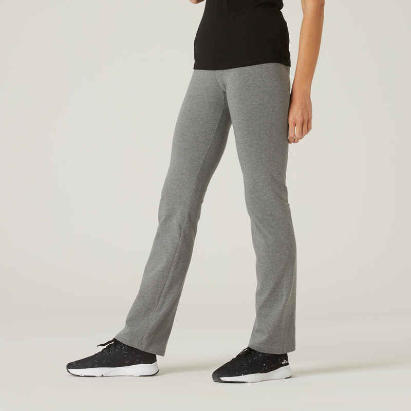 Leggings aus Baumwolle Fitness Fit+ gerader Schnitt grau Leggings aus Baumwolle Fitness Fit+ gerader Schnitt grau