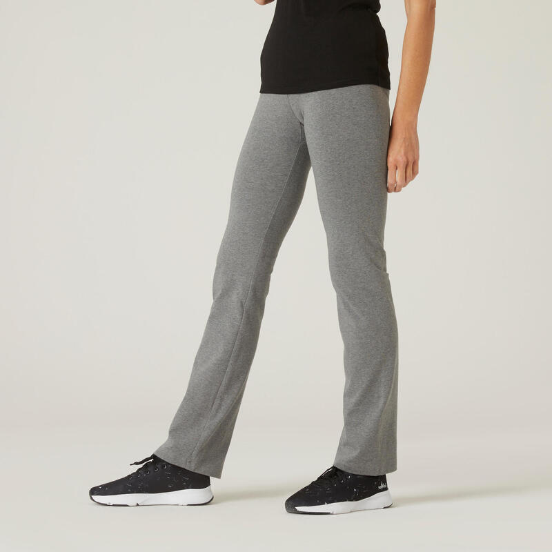 Malla legging largo fitness algodón recto Mujer - Fit+ 500 negro