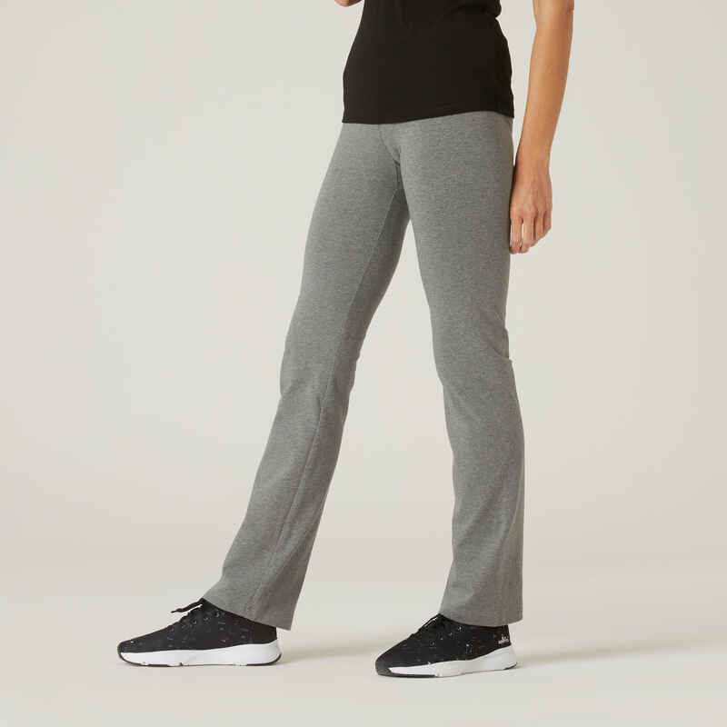 Women's Straight-Cut Fitness Leggings Fit+ 500 - Grey