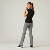 Legging fitness long coton extensible ceinture basse femme - Fit+ gris