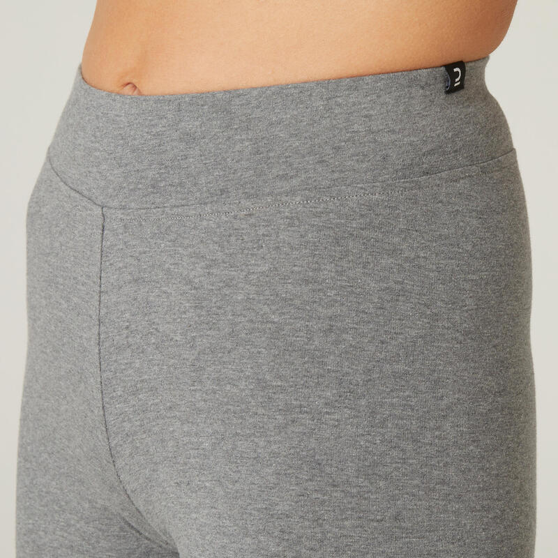 Fitness legging voor dames Fit+ recht model 500 grijs