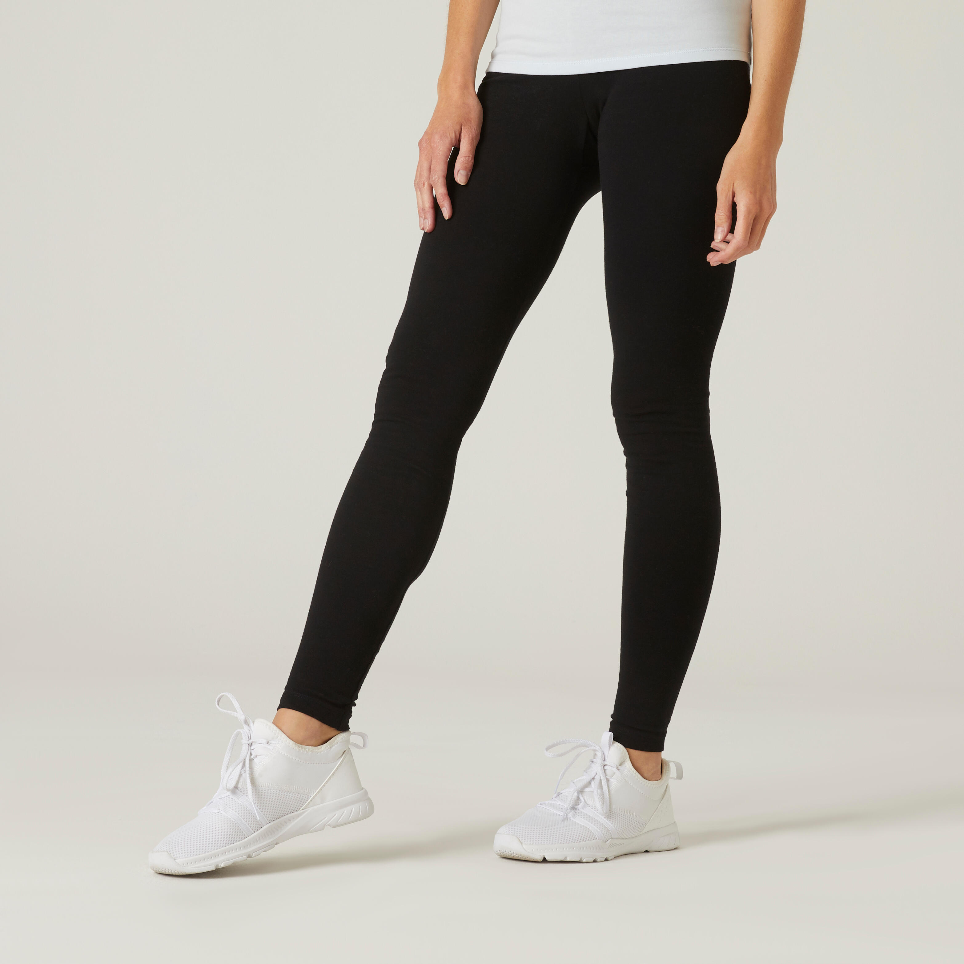 Legging fitness long coton extensible femme Fit noir Decathlon