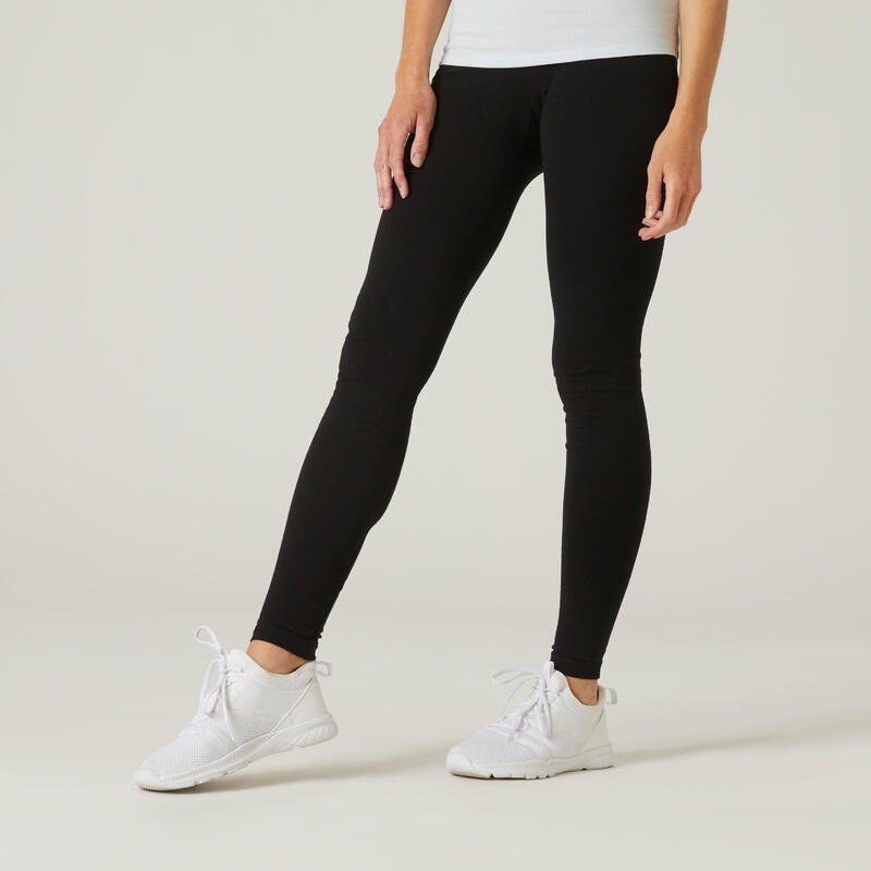 Kadın Siyah Spor Tayt Fit+ 500 - Slim - Fitness Hafif Antrenman