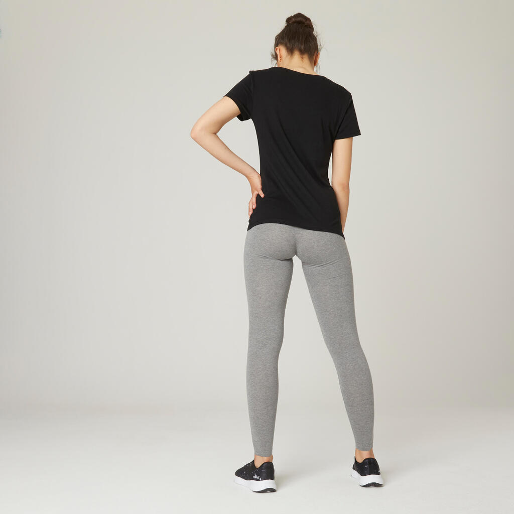 Legging fitness long coton extensible femme - Fit+ bleu marine
