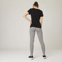 Legging fitness long coton extensible femme - Fit+ gris