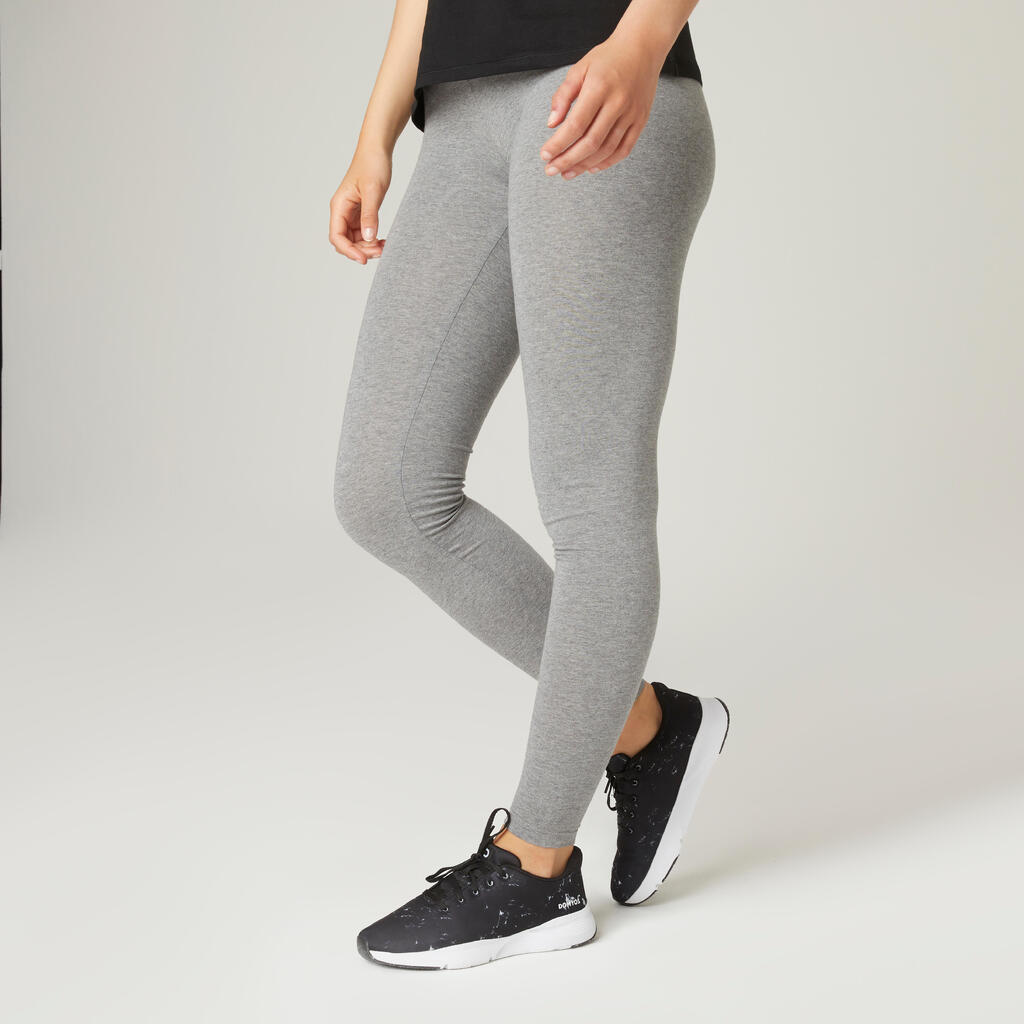 Legging fitness long coton extensible femme - Fit+ bleu marine