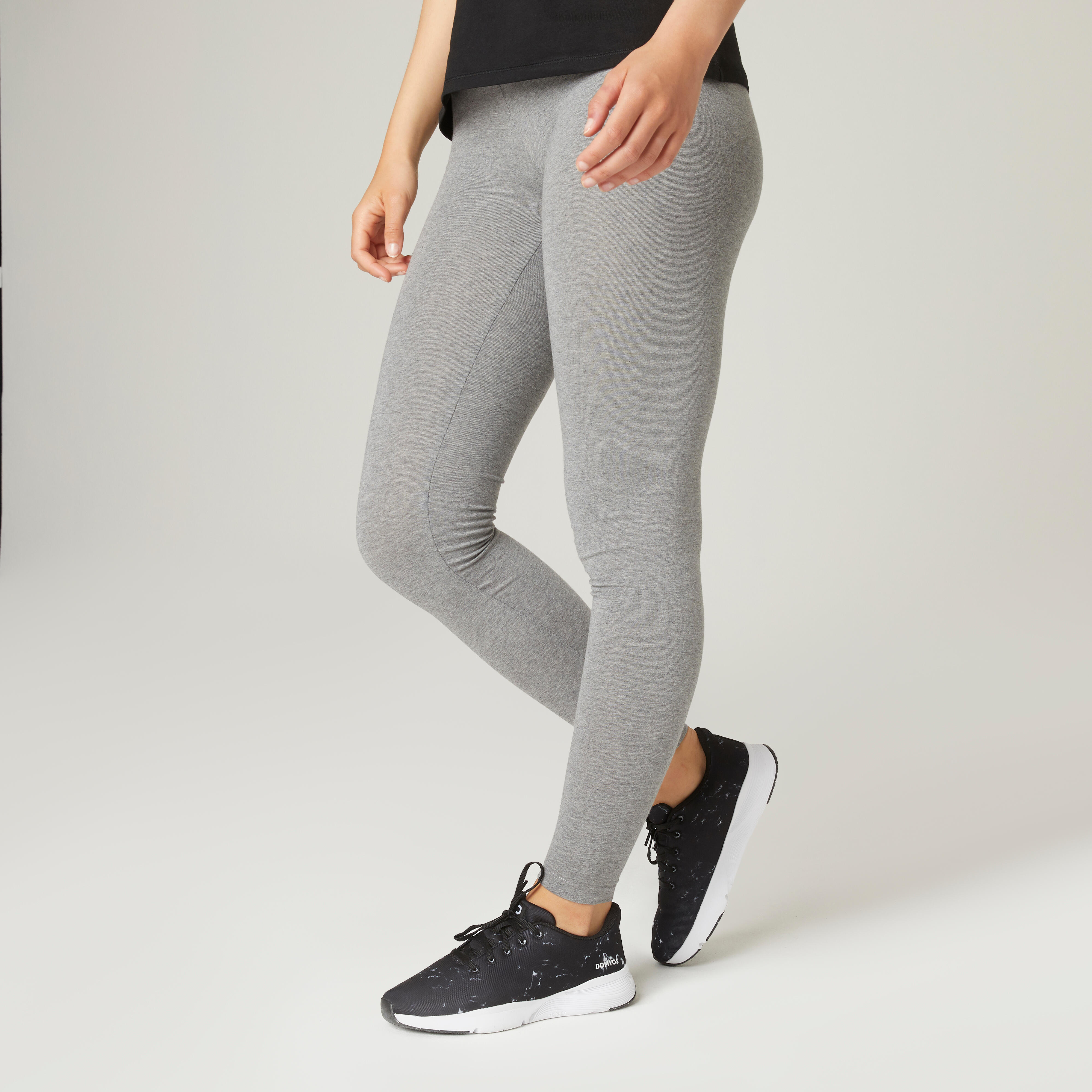 Leggings donna fitness FIT+ 500 cotone leggero neri DOMYOS | DECATHLON