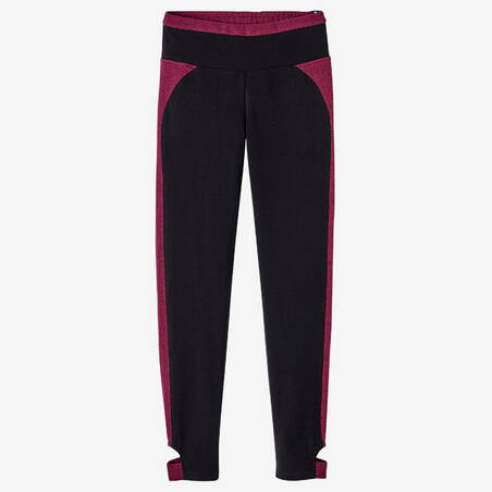 Legging 7/8 Pendek Katun Lentur untuk Fitness - Hitam/Burgundy