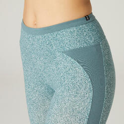 Leggings mallas fitness 7/8 algodón extensible Mujer Verde Estampado DOMYOS  | Decathlon