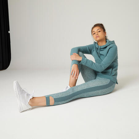 Legging fitness 7/8 coton extensible respirant femme - vert clair